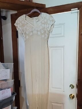 Alyce Designs Elegant Cream Sequin & Lace Wedding  Dress